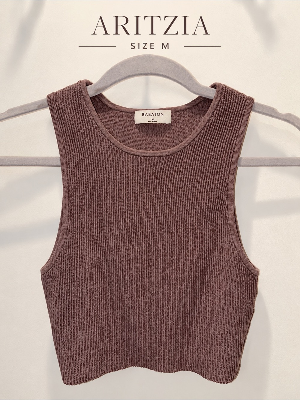 Aritzia Babaton Cropped Ribbed Tank Top - Purple
